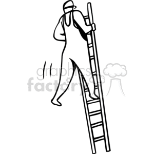 Black and white man climbing a ladder clipart. #159651 | Graphics Factory
