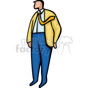 Cartoon business man waiting in a suit