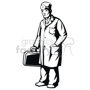 Black and white doctor holding a bag