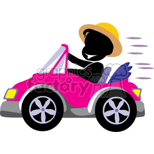 Person driving a pink convertible car