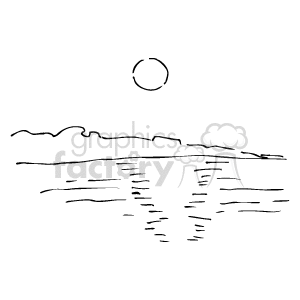   The clipart image appears to depict a simplified line drawing of an ocean scene, likely representing the East Coast with a body of water, gentle waves, and the outline of a coastline or horizon. There