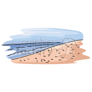 The image is a clipart featuring a stylized representation of a beach scene. It includes the ocean with waves, and a sandy beach. The scene is likely designed to evoke the peaceful and scenic coastline that could be found on the east coast of a continent or island.