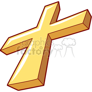 A 3D illustration of a golden Christian cross.