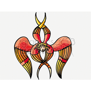 Abstract angelic figure with wings and a celestial design, featuring warm colors.