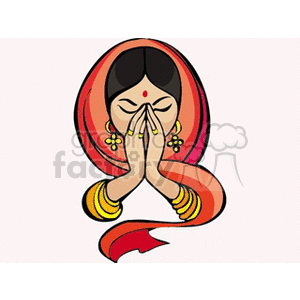 Praying Woman in Traditional Attire