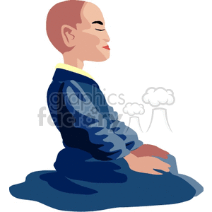 Clipart of a monk meditating in a sitting position, conveying a serene and peaceful demeanor.