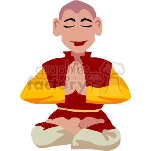 Illustration of a monk meditating in a prayer pose.