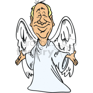 Smiling Cartoon Angel with Open Wings - Religious