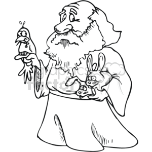 Monk with Dove and Bunny - Religious Themed