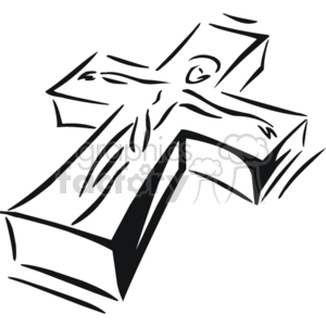   The clipart image shows a stylized illustration of a Christian cross. It has a bold, sketch-like quality with various line thicknesses giving it an artistic flair. 