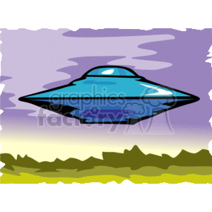 Classic Blue UFO in Twilight Sky