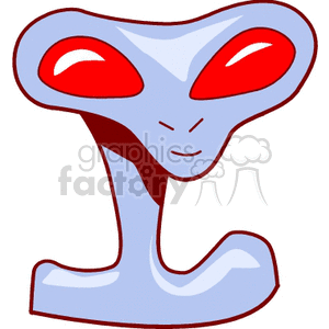 Clipart image of a cartoon alien with large red eyes and a distinctive head shape.