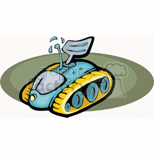 A colorful clipart image of a rover-like vehicle with large wheels and a futuristic antenna.