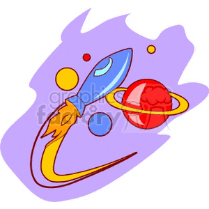 Colorful Rocket and Planet