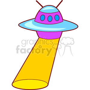 Colorful UFO Spaceship with Beam