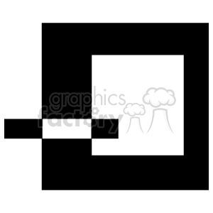 The image appears to be an abstract assembly of geometric shapes, predominantly squares and rectangles, arranged in black and white. There are various square spaces within the design, some filled and others outlined, creating a contrast between the filled and empty spaces.
