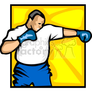 Boxer with blue boxing gloves