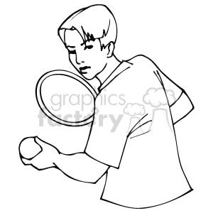 Tennis Player in Action - Line Art