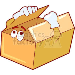 Cartoon Moving Box with Eyes and Hands