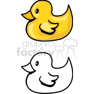 a yellow duck with a black outline