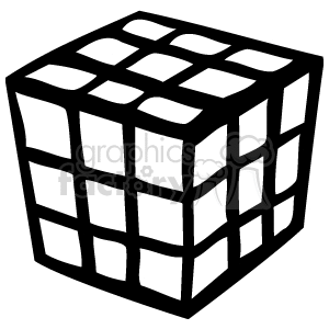 The clipart image shows a cartoonish depiction of a Rubik's cube. It is in black and white