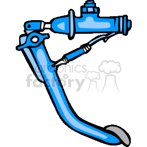 The clipart image depicts a stylized version of a car's brake master cylinder and brake pedal. The master cylinder is typically responsible for converting the force from a driver's foot pressing on the brake pedal into hydraulic pressure that actuates the brake calipers or drums to slow down or stop the vehicle. The components in the image are illustrated in shades of blue with black outlines.