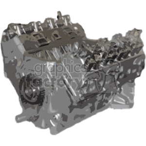 The image appears to be a grayscale clipart of a car engine. The engine is depicted in a detailed manner, showcasing various components like the engine block, cylinder head, and possibly the valves and intake manifold assuming it's representing an internal combustion engine.