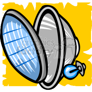 The image is a clipart depiction of a car headlight. The headlight appears to be stylized with pronounced lines indicating the structure of the headlamp and a blue detail that might represent a power connector or attachment.