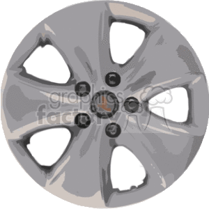The clipart image depicts a stylized version of a car wheel rim. The rim has a modern design with multiple spokes or cutouts, and appears to have a central hubcap with a bolt pattern typical of a vehicle wheel.