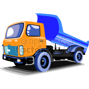 Illustration of Blue and Orange Dump Truck