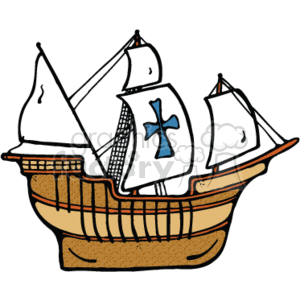 Cartoon Pirate Ship with Iron Cross Sail