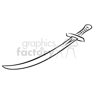 Sword - Simple Line Drawing of a Curved Blade Sword
