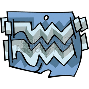 An abstract clipart image featuring zigzag patterns in shades of blue and gray, which represent the Aquarius star sign
