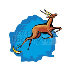 Clipart image of a leaping goat-like creature symbolizing the Capricorn zodiac sign.