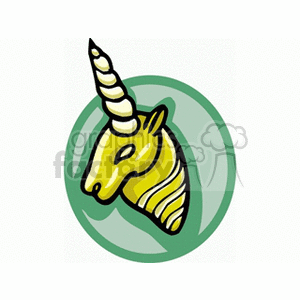 Clipart image featuring the Capricorn zodiac sign symbol, represented by a stylized yellow goat's head with a single horn, encircled by a green background.