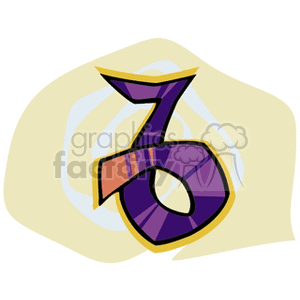 Clipart image of a stylized purple Capricorn zodiac sign with an abstract beige background.