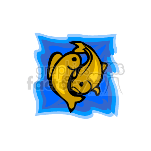 The clipart image depicts the Pisces astrological sign. There are two fish swimming in opposite directions against a background of water, which is common symbolism for the Pisces sign.