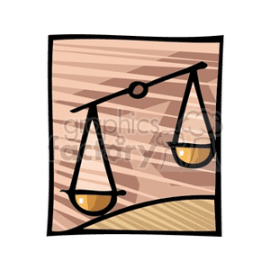 Clipart of the Libra zodiac sign represented by a balanced set of scales.