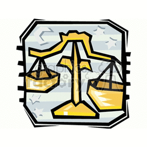 A clipart image of a balancing scale symbolizing the Libra zodiac sign, often associated with star signs and horoscopes.
