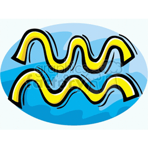 Clipart image depicting the Aquarius zodiac sign with two wavy lines against a blue background.