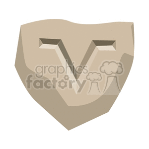 A stylized clipart image of the Aries zodiac sign, characterized by a V-shaped symbol carved into a stone-like design.