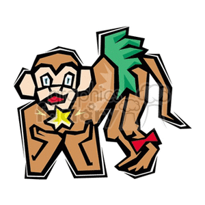 A colorful clipart image of a cartoon monkey with a star symbol, likely representing the Monkey zodiac sign in horoscopes.