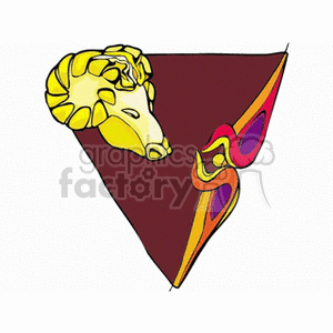 Clipart illustration of Aries zodiac sign, featuring a stylized ram head.