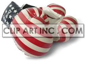 A pair of boxing gloves decorated with the American flag design.