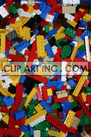 A collection of colorful plastic building blocks, commonly used for construction and creativity play.