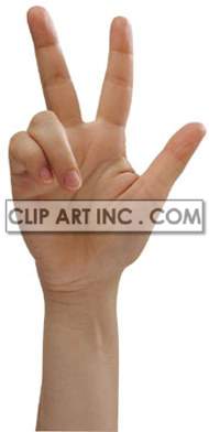 Hand Showing Number Three Gesture
