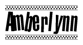 The clipart image displays the text Amberlynn in a bold, stylized font. It is enclosed in a rectangular border with a checkerboard pattern running below and above the text, similar to a finish line in racing. 