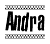 Andra Bold Text with Racing Checkerboard Pattern Border