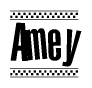 Amey Bold Text with Racing Checkerboard Pattern Border