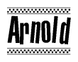 The clipart image displays the text Arnold in a bold, stylized font. It is enclosed in a rectangular border with a checkerboard pattern running below and above the text, similar to a finish line in racing. 